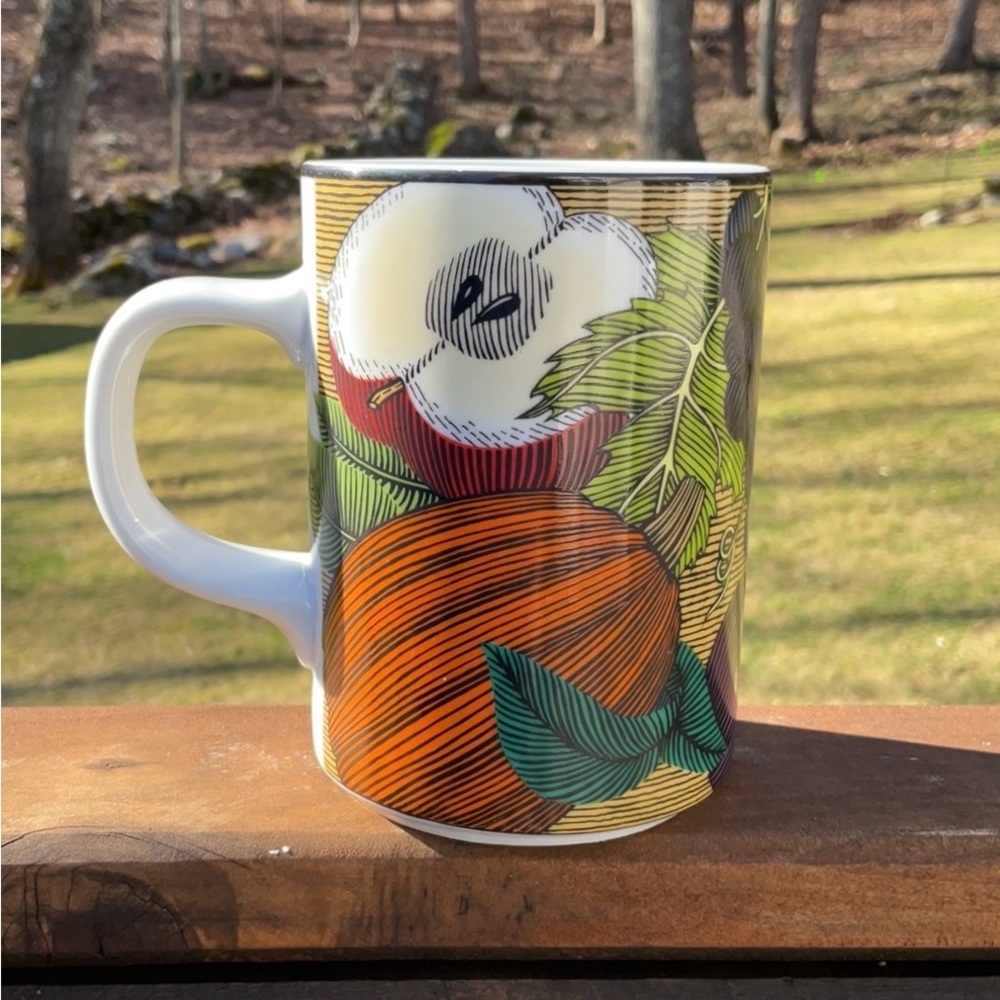 Vintage Dansk Cornucopia Mug Portugal Fruit Harvest Fall Coffee Tea Cup